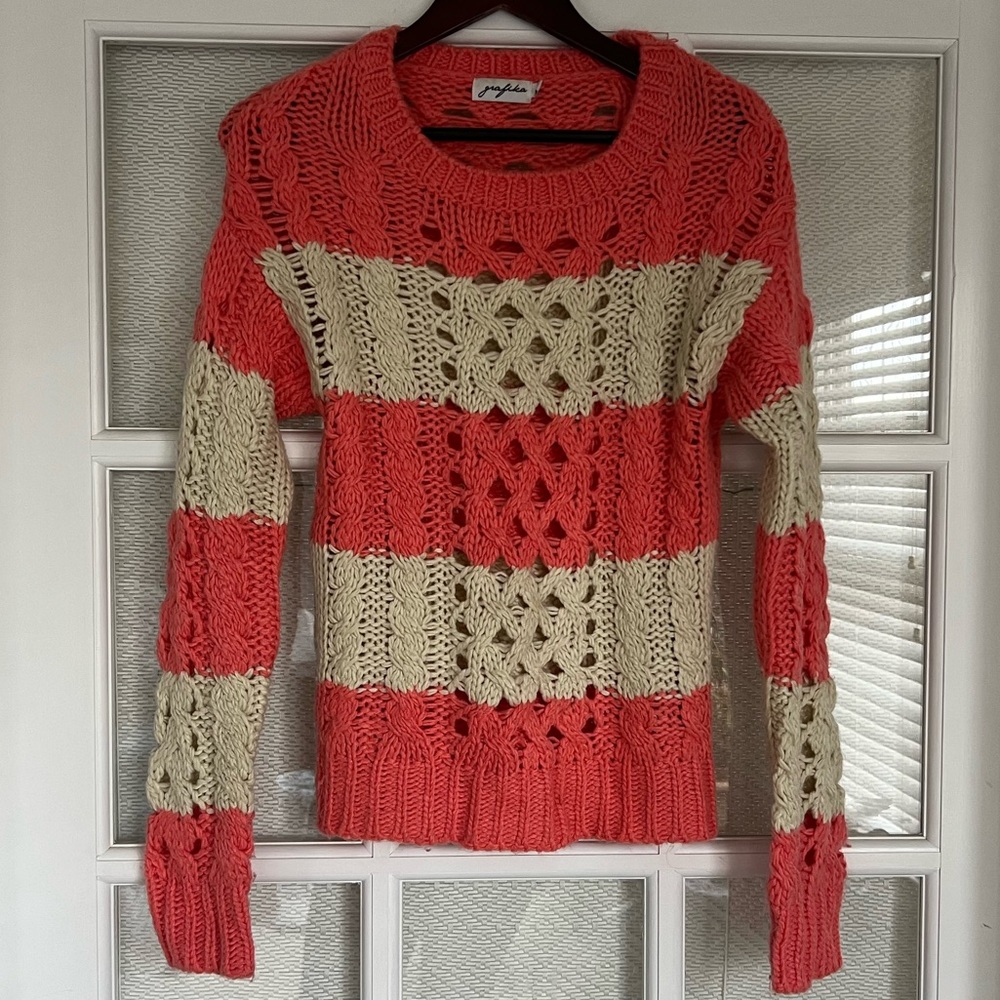 Open Weave Striped Sweater